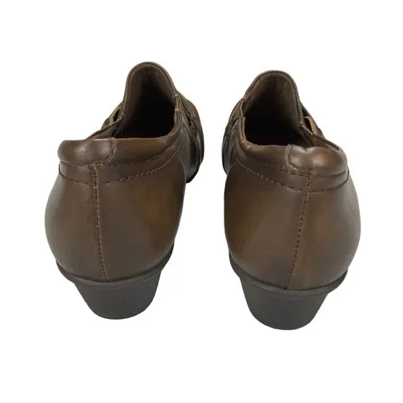 Earth Loafer Shoes Womens Sz 9.5D Maize Brown Leather Slip On Comfort Block Heel - Picture 12 of 16